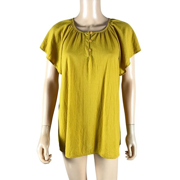 VISION USA Flutter Sleeve Golden Yellow Soft Top Size SMALL - Picture 2 of 6